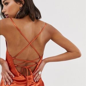 ASOS DESIGN cami mini slip dress with lace up back
